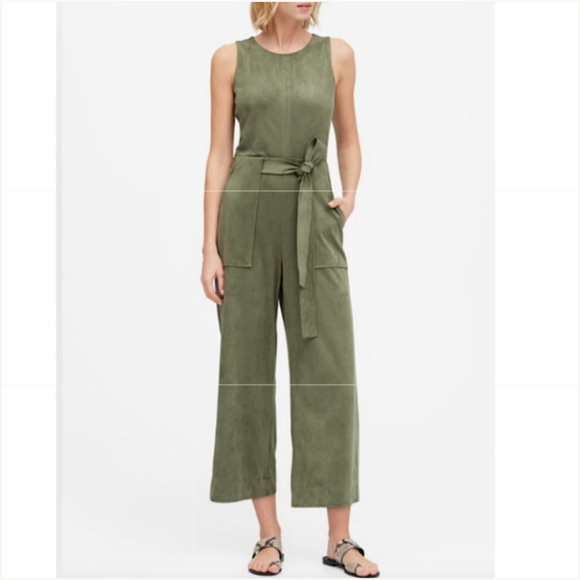 Banana Republic Vegan Suede Crop Leg Jumpsuit - Picture 1 of 6